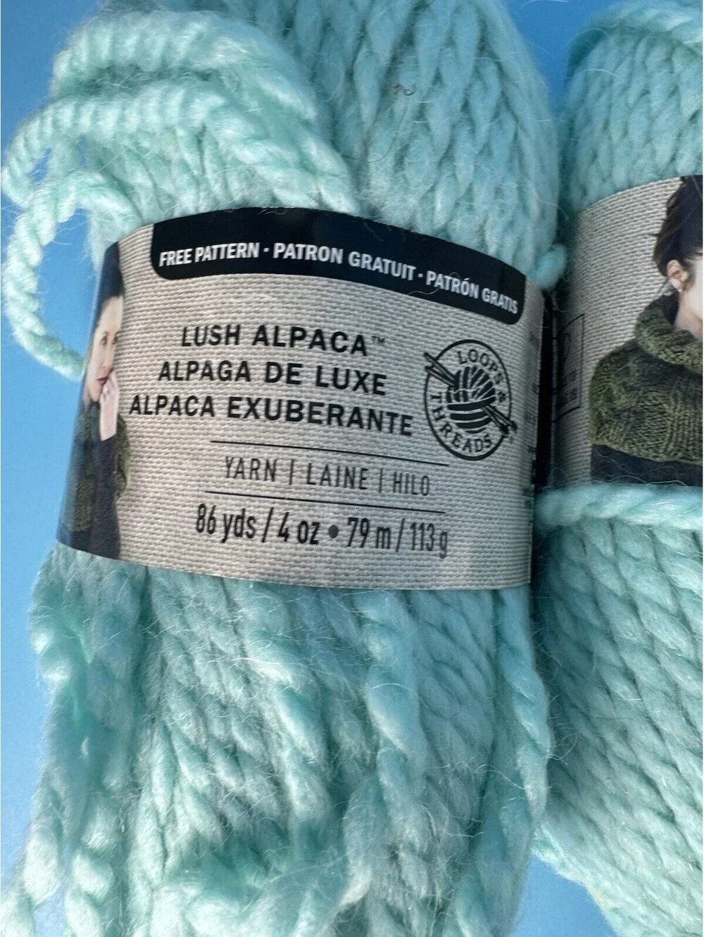 Loops & Threads Lush Alpaca Yarn Lot 4 Skeins + Started Project LA-20 Turquoise